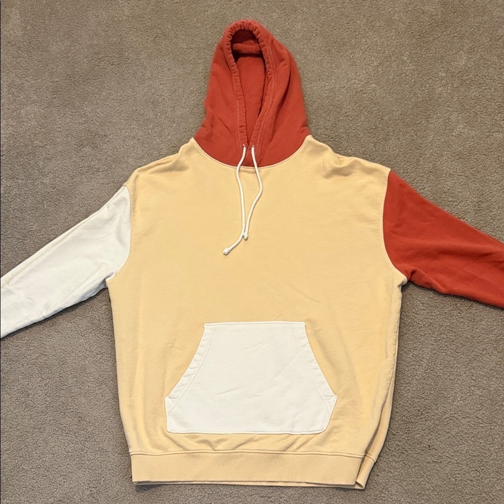 Urban Outfitters Tri-Tone Hoodie - Rust, Cream, Yellow